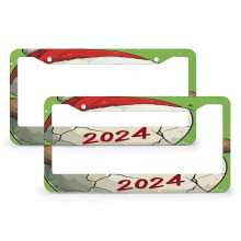2 PCS Sloth Peeking Egg License Plate Cover – Cute Aluminum Frame, 2 Holes, Compatible with USA/Canada Vehicles
