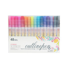 Double Line Outline Metallic Markers with Glitter Effect, 2mm Tip, Compatible with Greeting Cards, DIY Crafts, Scrapbooking, Dark Paper