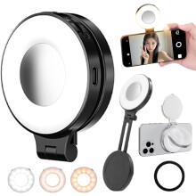 3-in-1 Magnetic Selfie Ring Light for Phones – Foldable, 360 Rotating, Mirror, 3 Color Modes, Compatible with iPhone & Android