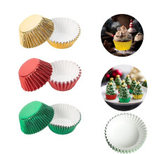 Foil Metallic Cupcake Wrappers,Pack of 300 Durable Cupcakes Liners, Portable Muffin Baking Cups for Birthdays,Holiday Party,Golden Red Green