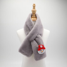 Tao 2024 Christmas Kid Fashion Scarf For Girls & Boys Plush Warm Scarf Cute Santa Claus Outdoor Neck Winter Scarf For Child GrayFree Size