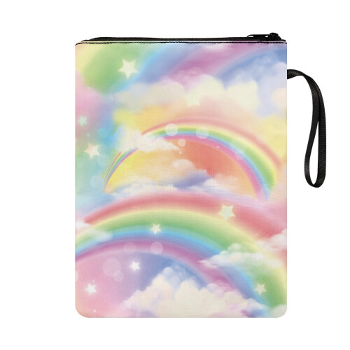Rainbow Pattern Design Book Organizer Bag Protector Wrap Bag with Handle Polyester Fabric Book Organzoer Holder 8.66 x 11.42 1