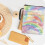 Rainbow Pattern Design Book Organizer Bag Protector Wrap Bag with Handle Polyester Fabric Book Organzoer Holder 8.66 x 11.42 4