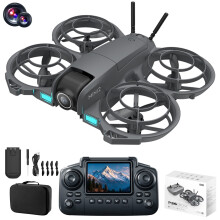 Beginner RC Quadcopter w/ 2.4" Screen, Headless Mode, Altitude Hold, Speed Control, Prop Guards – Compatible with ESC Camera Remote