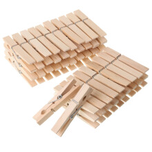 Wooden Clothes Pins, Large Natural Wood, 100 Pack, 2.9 Inch, Rust Resistant for Classroom, Crafts