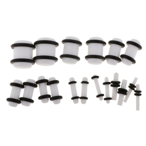 Acrylic Ear Tunnels Jewelry Stud White 36 Pieces 2