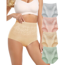 Women's Cotton Underwear High Waisted 4 Pack, Breathable Panties for Ladies, Soft Full Coverage Multipacks Briefs