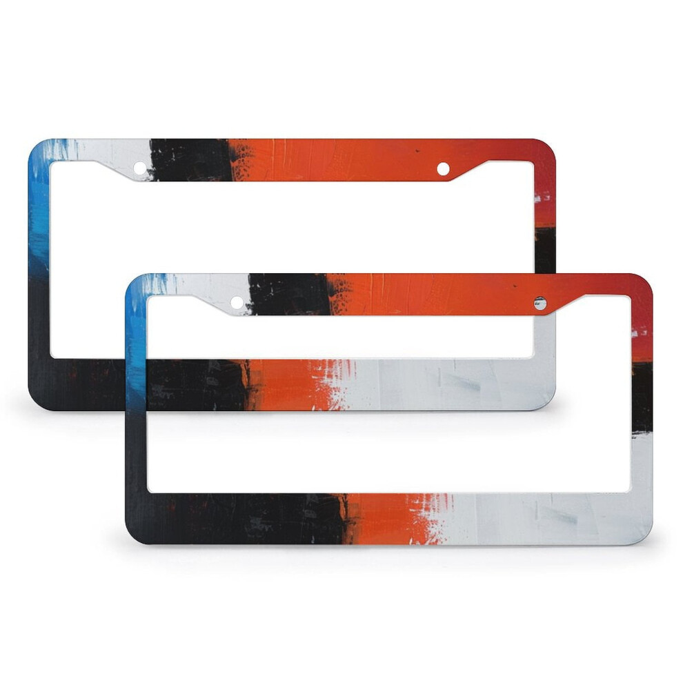 License Plate Frames Abstract Print Aluminum 2-Pack Red/White/Black 9128909392284