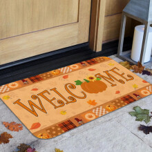 Pumpkin Welcome Mat - Front Door Welcome Mat, Non Slip Backing, Washable, Great for Seasonal Harvest Thanksgiving Home Entrance Decoration