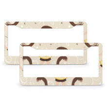 Brown Haired Gymnast Girl Gymnastics License Plate Frames 2 Pack – Stainless Aluminum, 2 Round Holes, Compatible with Standard Plates
