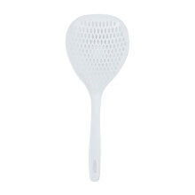 Large Mesh Draining Spoon, White Plastic, Compatible with Hot Pot & Noodle Blanching
