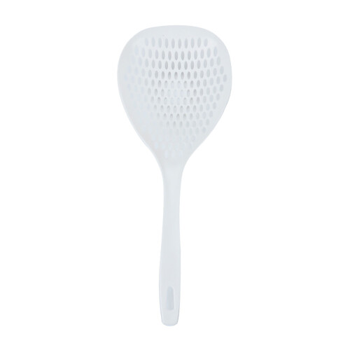 Large Mesh Draining Spoon, White Plastic, Compatible with Hot Pot & Noodle Blanching