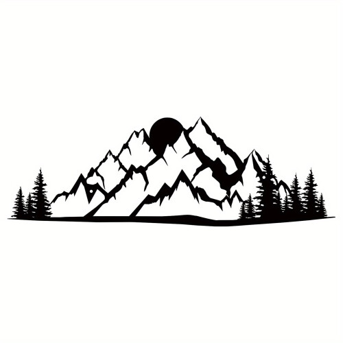 Mountain Forest Poster Deer Bear Cyclist 15.7x7in Black