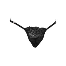 Mens Lace T-Back Briefs Bulge Pouch G-String Bikini Underwear Thong Underpants For Valentine's Day Wedding Anniversary Black Free Size