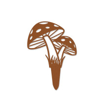 6.5/8.66 in Rusty Garden Mushroom, Mushroom Decorations for Yard, Garden Stakes Decorative, Hollow Out Silhouette Metal Garden Decor