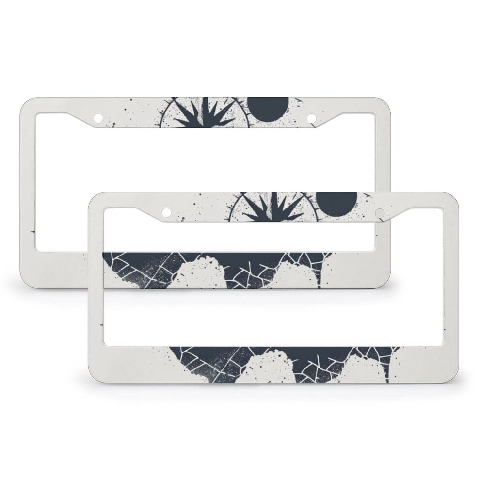 2Pcs Mountain Compass License Plate Cover, Aluminum Frame With 2 Round Holes, Compatible With Us Vehicles 9401284802143