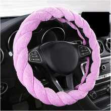 Fluffy 15" Anti-Slip Steering Wheel Cover, Soft Warm Plush Protector for Women & Girls – Purple, Round (Compatible with Most Cars)