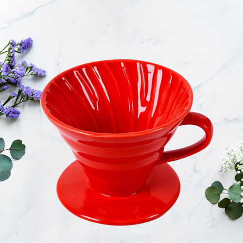 Manual Filter Coffee Maker Ceramic Coffeepot Red 1Pcs for Coffee Lovers 2