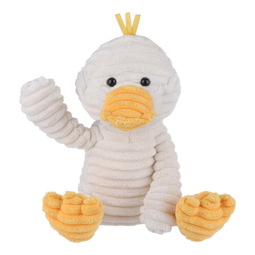 Pato de pelúcia de veludo cotelê branco para crianças, 23 cm (9,1 polegadas) 1