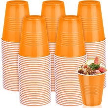100 Pack 12oz Disposable Orange Plastic Cups – Bulk Party Cups for Thanksgiving, Weddings, Birthdays, Picnics (Compatible with Solo)