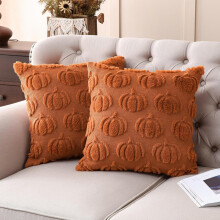 Pumpkin Embroidered Pillow Covers 18x18 in, Pack of 2