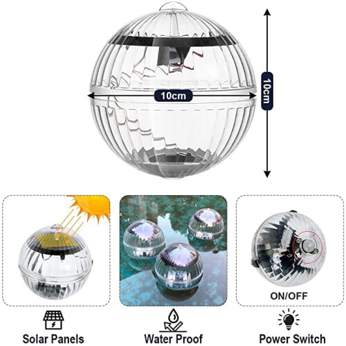 2PCS LED Solar Water Floating Light Magic Floating Ball Light Garden Decorative Pool Light 1