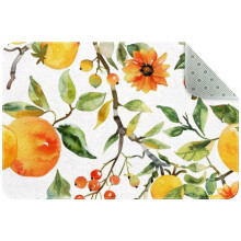 Washable Kitchen Rug with Lemon Branch Pattern – Non-Slip Indoor Door Mat for Entryway, Bathroom & Bedroom