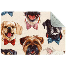 Cute Cartoon Variety of Dog Faces Small Area Rug, Non-Slip Door Mat Indoor Floor Mat, Washable Kitchen Rug Entrance DMat for Bedroom Living Room