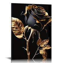Abstract Black Rose Canvas Painting – Modern Wall Art for Living Room, Bedroom, Office, Dining Room & Bar (Unframed)