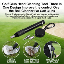 (Black Pull Ring) 3-in-1 Golf Club Cleaner & Ball Control Tool
