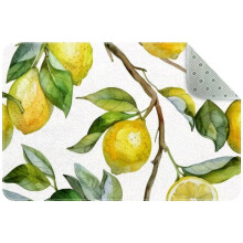 Small Washable Kitchen Rug, Lemon Tree Branch Elements Indoor Door Mats for Entryway, Non Slip Area Rug Floor Carpet for Entrance Bathroom Bedroom