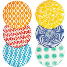 Dessert Plates Set - 6 Inch Small Appetizer Plates for Kitchen - Salad Plate for Cake Snacks Side Dish, Microwave Dishwasher Safe, Gift, Vintage Blue