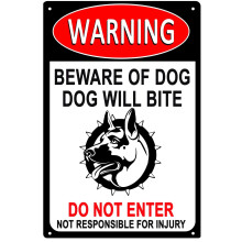 Warning Signs Beware of Dog Signs Dog Tag Warning Signs Fence Gate Outdoor Decoration Size: 8 x 12 inch