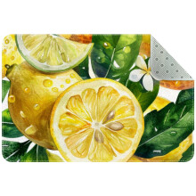 Watercolor Seamless Fruit Lemon Small Area Rug, Non-Slip Door Mat Indoor Floor Mat, Washable Kitchen Rug Entrance DMat for Bedroom Living Room