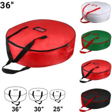 36-Inch All-Weather Red Wreath Storage Box, Waterproof 600D Oxford Fabric with Zippers & Handle for Garage, Attic and Long-Term Protection