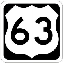 US Route 63 Metal Sign Decal Highway Sign Road Sign Size: 8 inch x 8 inch