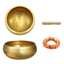 Tibetan Singing Bowl Set - Meditation Sound Bowl with Cushion & Wooden Striker for Yoga, Mindfulness, Chakra Healing, Stress Relief