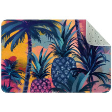 Tropical Palm & Pineapple Small Area Rug – Non-Slip, Washable Indoor Floor Mat for Kitchen, Bedroom, Living Room, Entrance