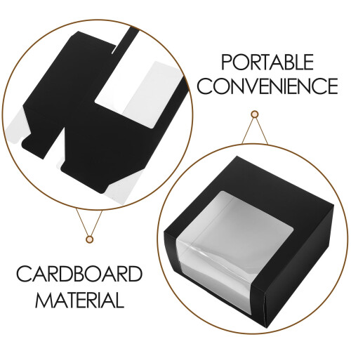 2pcs Foldable Cardboard Hat Storage Boxes with Clear Display Window for Travel, Hats, Baseball Caps Organizer 2