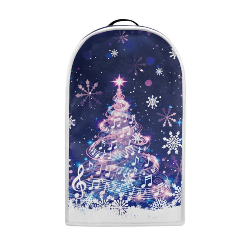 Christmas Tree Music Pattern Food Processor Cover with Hand Strap Elastic Protective Case for Kitchen Home
