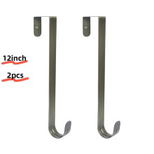 2-Pack 12" Over-the-Door Wreath Hanger, Metal Christmas Door Hook, Compatible with Standard Doors