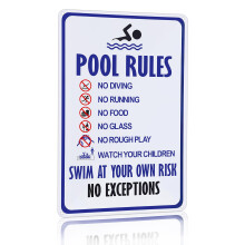 Pool Rules Sign Warning Swim At Your Own Risk Vintage Tin Sign for Swimming Pool Water Park Beach Decor (Aluminum) Size: 8 x 12 inch