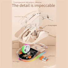 FMOUSE Draadloze -Muis Transparante Magnetische Oplaadbare Muis Stille LED-Lampmuis met Drie Modi voor Laptop PC Melkthee
