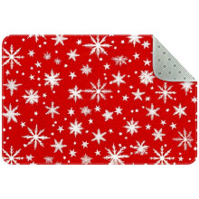 Red & White Snowflake Star Christmas Rug – Non-Slip, Washable Indoor Mat for Kitchen, Bedroom, Living Room, Entrance