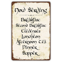 Vintage Style Funny Tin Sign, Second Breakfast Kitchen Sign, Gift for LOTR Fans, Metal Signage, (Aluminum) Size: 8 x 12 inch