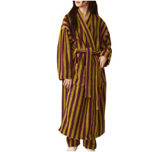 Nrmvnmi Women's Plush Stripe Bathrobe – Fluffy Fleece Winter Robe, Warm Thick Loungewear, Compatible with Spa & Home