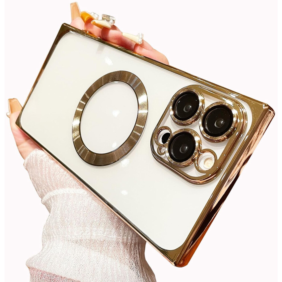 Compatible With Iphone 15 Case Â Magsafe-Compatible, Luxury Clear Magnetic Slim Shockproof Cover With Lens Protection, Gold 9426043949549