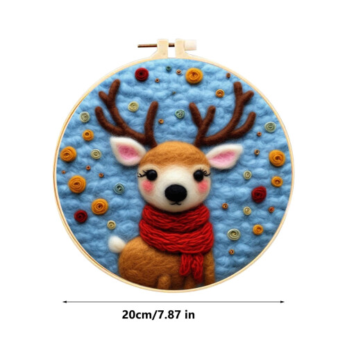 Punch Needle Kit Deer Design 20cm Compatible with ANMUYUM 2