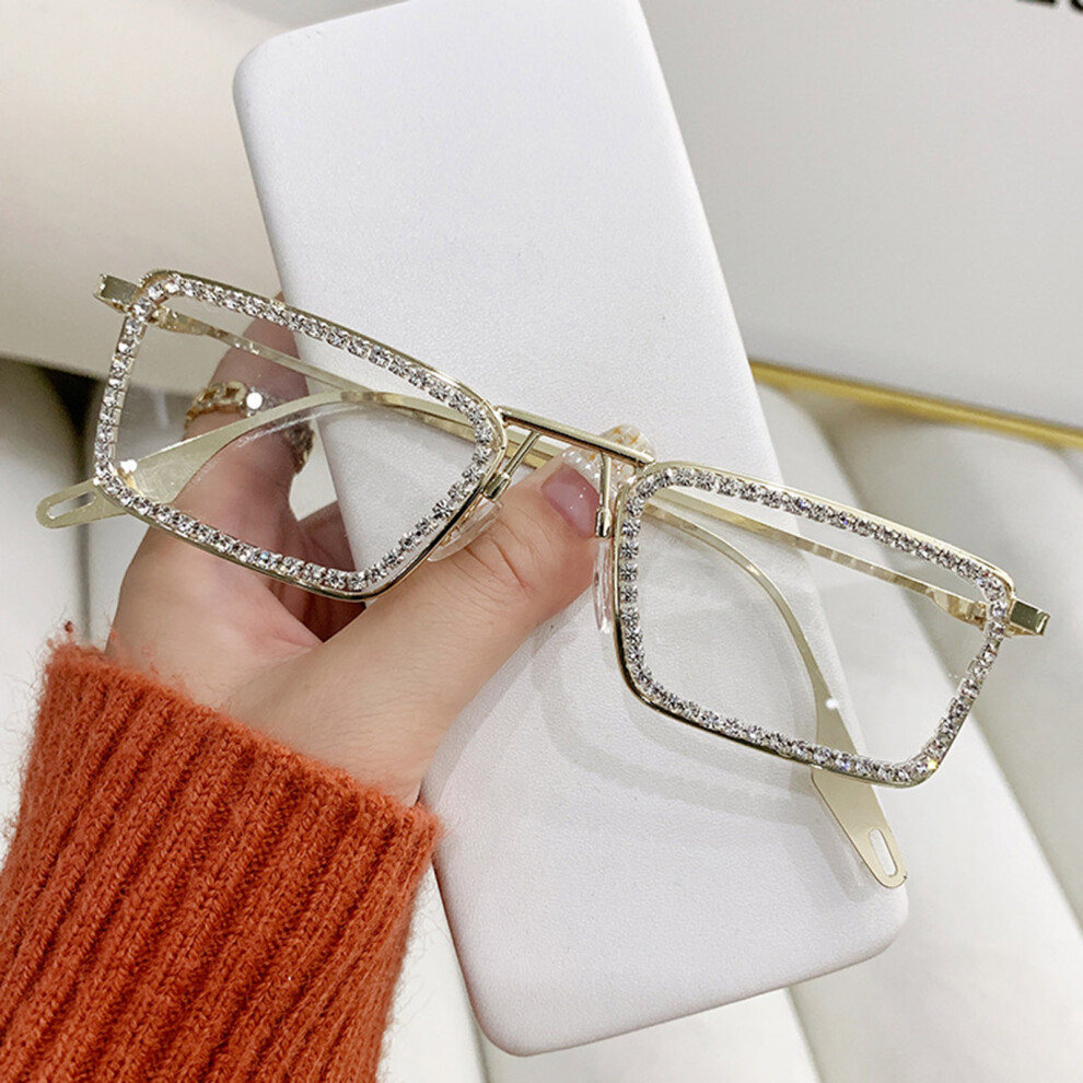 Dachuang Beauty Gold ( Frame Transparent Sheet) Sparkling Sunglasses Uv400 Rhinestones Party Shades