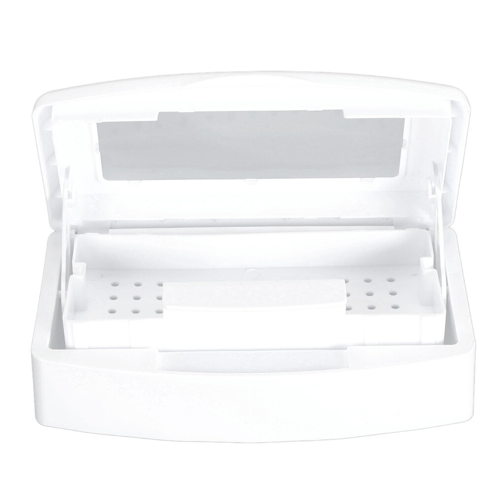 Portable ABS Makeup & Nail Tool Cleaning Box, White, Multifunctional